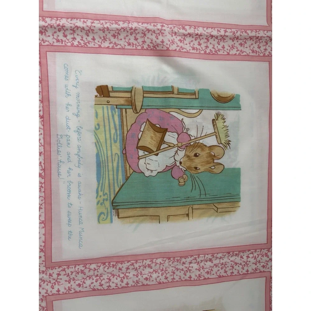Vintage Beatrix Potter Cotton Fabric Panel Peter Rabbit Quilt